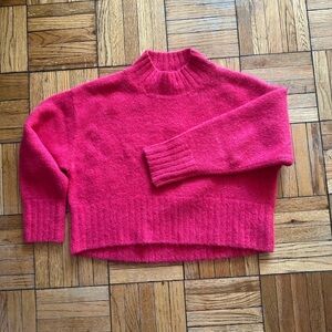 COS Bright Hot Pink Mohair Women's Turtleneck Sweater